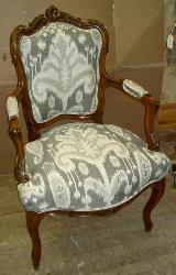 Chair in Ikat Pattern Azaka Color Quartz Home Decorating Fabric