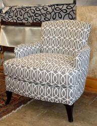 upholstered chair in decorator fabric from Robert Allen @ Home