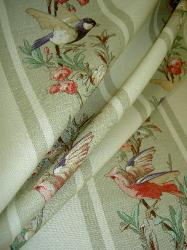 Floral Cotton Linen Blend Ralph Lauren Design Pattern Antoine Stripe Fabric Color Sage on Sale