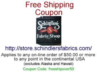 Fabric Shop Free Shipping Coupon from Schindlers
