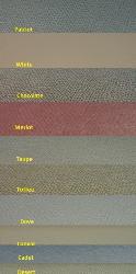 Stain Resistant Pattern Payson Vinyl Upholstery Fabric, textured solid muted casual imitation leather, for home and commercial furniture upholstering, booths, benches and decorating accent pieces, Colors Patriot, White, Chocolate, Merlot, Taupe, Toffee, Dove, Canvas, Cadet, Desert