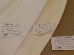 Schindlers Upholstery and Fabric Shop Tag for Washed Linen Pattern Amazon Decorator Fabrics Colors White, Off-White and Coffee