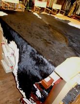 Black and White Leather Haired Hide this is a full skin hide hand crafted in Brazil