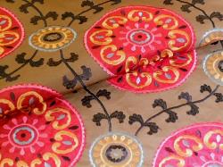 Braemore Home Decorating Fabric pattern KARMANA color Fiesta, embroidered traditional suzani design,  multipurpose fabric for interior design