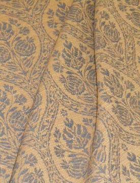 Draped curtain image of decorator's woven shabby couture burlap Celeste Blue