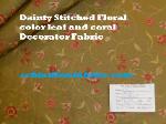 Click for Dainty Decorator Fabric pink, coral, red small flowers on leaf green ground page