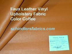 Faux Leather Color Coffee felt backed PVC Vinyl Upholstery Fabric, Discount Outlet priced from a Warehouse Buyout shop tag