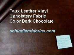 Faux Leather Color Dark Chocolate felt backed PVC Vinyl Upholstery Fabric, Discount Outlet priced from a Warehouse Buyout shop tag