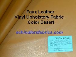 Faux Leather Color Desert felt backed PVC Vinyl Upholstery Fabric, Discount Outlet priced from a Warehouse Buyout shop tag