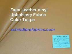 Faux Leather Color Taupe felt backed PVC Vinyl Upholstery Fabric, Discount Outlet priced from a Warehouse Buyout shop tag