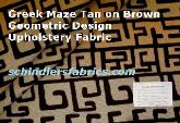 Greek Maze Geometric Design Upholstery Fabric color Black on Tan, from our American Silk Mills warehouse clearance buyout