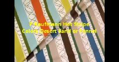 Video and image page for contemporary stripe pattern, in Color Desert Sand or Fennel, from P Kaufmann Fabrics Warehouse Clearance, special inventory reduction prices on first quality designer home decor fabric