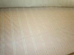 Angled image of Braemore Leaf Stripe color Mist Eyelet SemiSheer Drapery Fabric