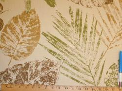 Sample of trellis screen print on P Kaufmann's Pattern Outdoor Leaves of Plenty, Color Palm