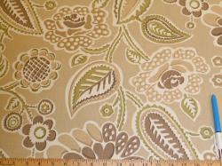Sample of paisley floral print on P Kaufmann's Pattern Outdoor Bertie, Color Sand