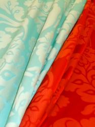 PK Lifestyles Decorator Fabric Pembroke in color Peacock or Poppy, Large pattern Damask, Drapery and Multipurpose Decorating Fabric