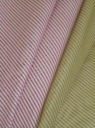 Draped curtains of classic stripe ticking, home decorating and interior design fabrics