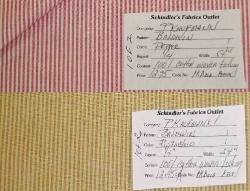 Swatches of Colors Pistachio (Green) or Pepper (Red) Stripe Ticking