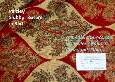 Paisley Slubby Texture in Red Buyout Fabric, from a furniture maker's warehouse