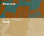 Swatch of Upholstery and Decorator Fabric Color Peacock or Gold
