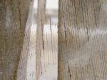 slightly brown, but transparent ground, with gold, green, tan accent threads