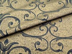 Closeup of Furniture Upholstery Damask Jacquard Pattern Province fabric in color Metal