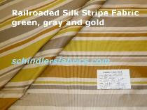 Railroaded Silk Stripe Fabric green, gray and gold