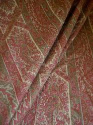 Draped curtain image of Ralph Lauren Closeout Fabric Pattern Benson Paisley color Garnet RL Number LCF40026F 