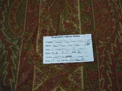 Schindlers Fabrics Shop Tag for Color Garnet Benson Paisley