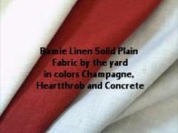 Click for Ramie Linen Solid Plain Fabric by the yard, in colors Champagne, Heartthrob and Concrete page