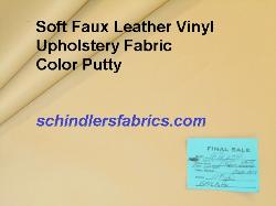Soft Faux Leather Color Putty felt backed PVC Vinyl Upholstery Fabric, Discount Outlet priced from a Warehouse Buyout shop tag