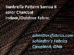 Sunbrella Pattern Samoa II color Charcoal from our Sunbrella Buyout Bargain Shorts, Indoor/Outdoor Fabric in Browns