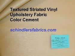 Textured Striated Vinyl Color Cement felt backed PVC Upholstery Fabric, Discount Outlet priced from a Warehouse Buyout shop tag