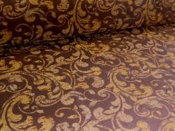 paisley floral jacquard design on espresso background, for furniture upholtering and other home decorating, from our Erie Island Fabrics Design with the Basics collections